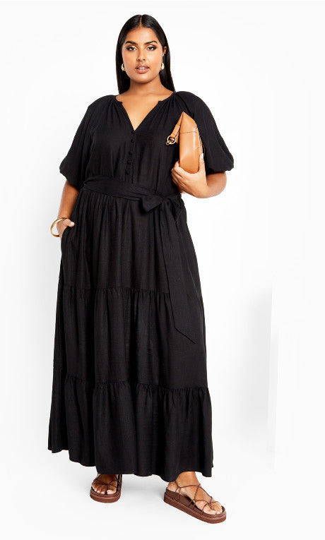 Marcia V Neck Maxi Dress - Black