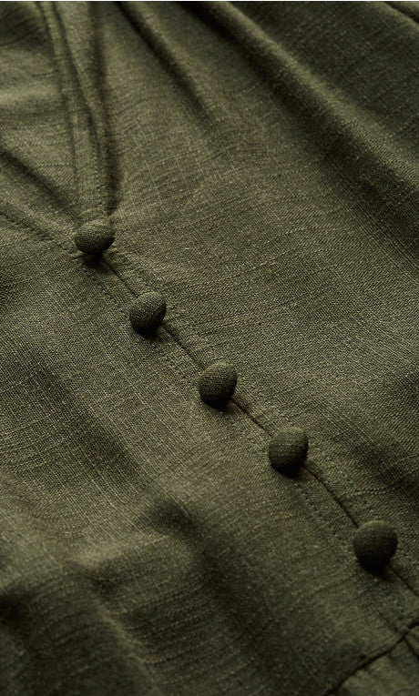 Marcia V Neck Maxi Dress - Dark Olive