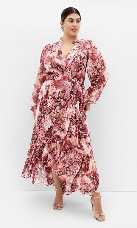 Instinct Snake Print Wrap Maxi Dress